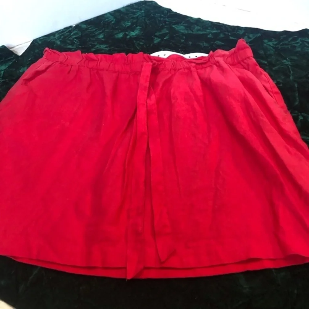 100% Linen Mini Skirt Pink Deep Coral XL St. Tropez West